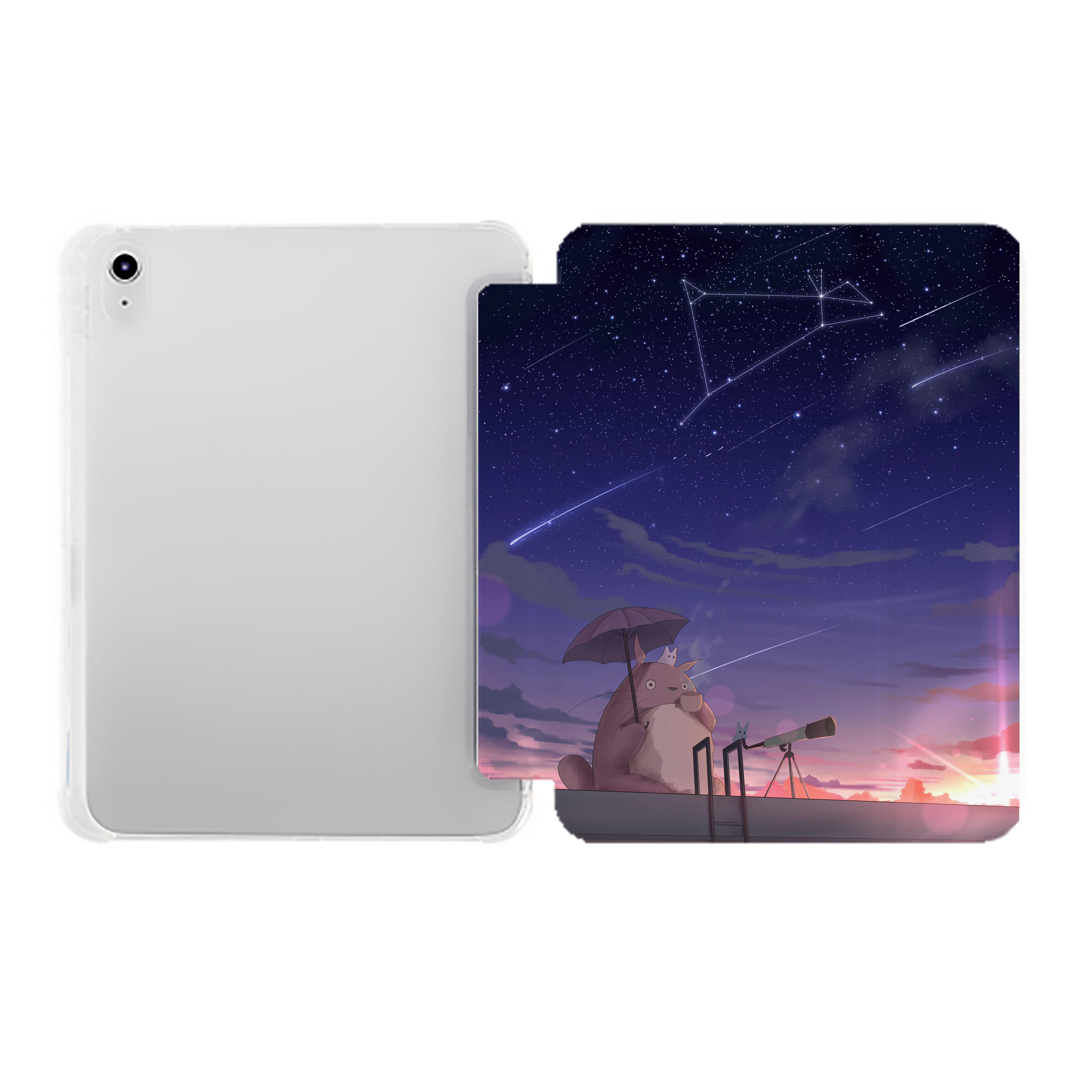 （画像用） となりのトトロ 草壁メイ 草壁サツキ My Neighbor Totoro Satsuki Kusakabe Mei Kusakabe IPad ケース ペン収納付き 三つ折りスタンド PUレザー×シリコン 対応機種9.5/10.5/10.9インチ